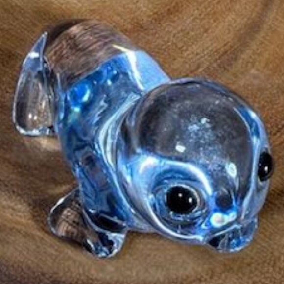 Vintage Oneida Blue Lead Crystal Hand Cut and Hand Blown Seal Sea Lion Figurine - Picture 9 of 11